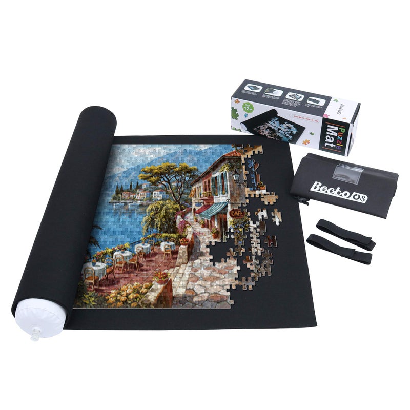 Becko US Puzzle Mat Roll Up Puzzle Mats for Jigsaw Puzzles Puzzle Roll Up Mat Puzzle Board Puzzle Keeper Puzzle Storage with Drawstring Storage Bag for Up to 1500 Pieces - Image 1
